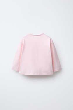 ZARA ОДНОТОННАЯ ФУТБОЛКА С ДЛИННЫМИ РУКАВАМИ, РОЗОВЫЙ