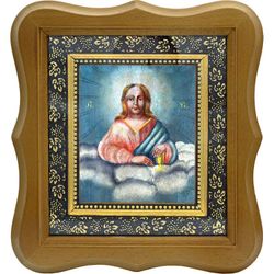 Спас на облацех. Икона Иисуса Христа на холсте.