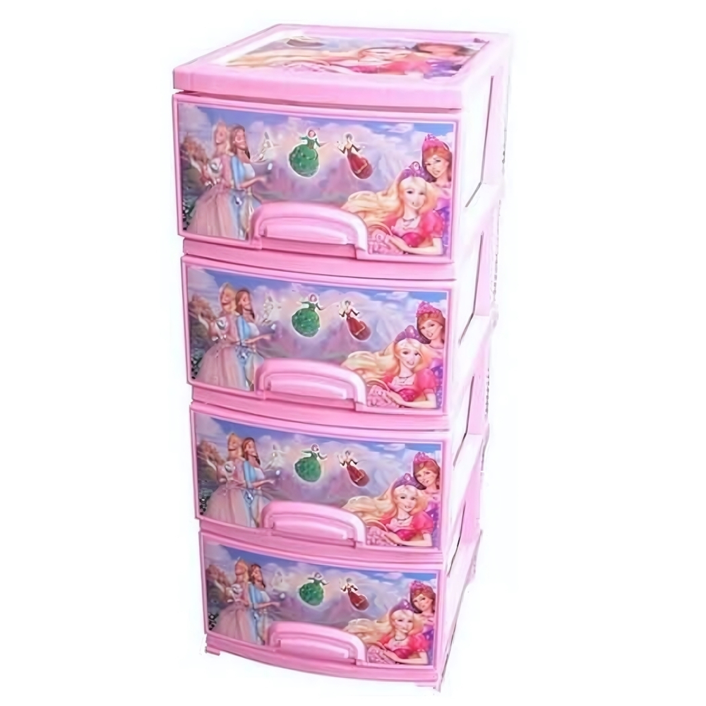 Комод "ДЕКОР"4-х "Принцесса" розовый / белый РП-421