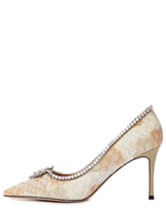 Женские туфли кремовые с камнем и стразами