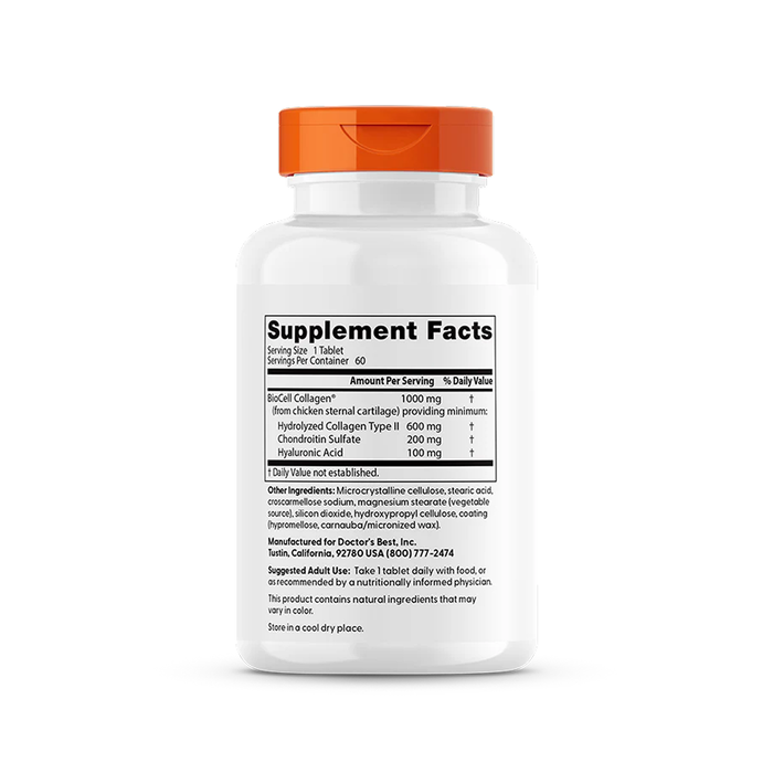 Коллаген с гиалуроновой кислотой и хондроитином, Hyaluronic Acid + Chondroitin Sulfate, Doctor&#39;s best, 60 таблеток 2