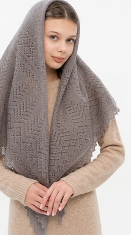 Оренбургский пуховый платок П2-125-03 серый