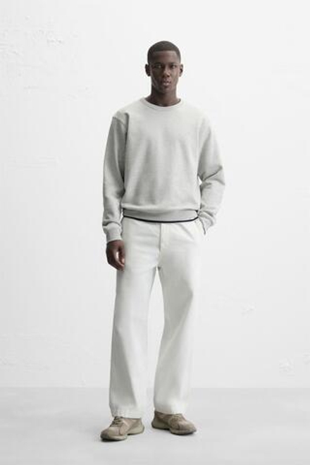 ZARA БАЗОВАЯ ТОЛСТОВКА С КРУГЛЫМ ВЫРЕЗОМ, СЕРЫЙ МЕЛАНЖ
