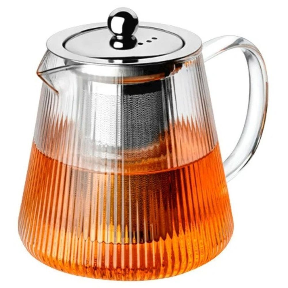 Чайник заварочный стекло, нерж сталь, 0.75 л, с ситечком, Apollo, Stripe-type, STR-750