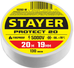 STAYER PROTECT-20, 19 мм х 20 м, 5 000 В, белая, изолента ПВХ, Professional (12292-W)
