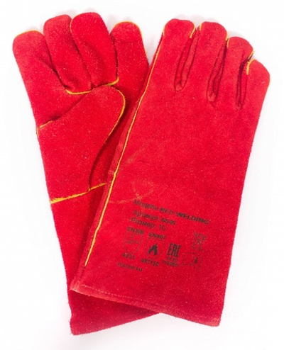 Краги 13967000 спилковые красные с подкладкой (тип ТРЕК)