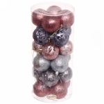 Набор шаров «Сказочная симфония» 6 см (24 предмета), роз.золото/графит/серебро
