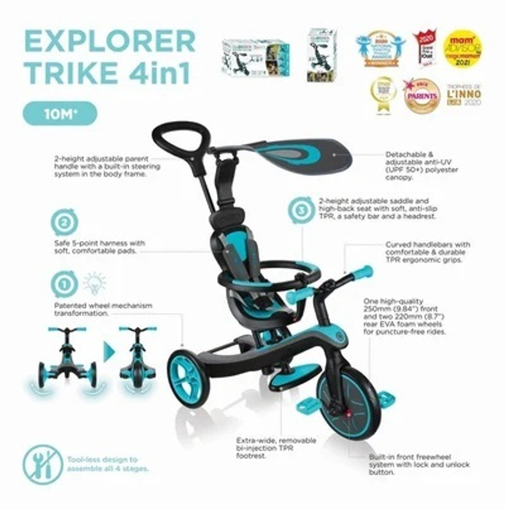 Велосипед-беговел Globber Trike Explorer 4 в 1