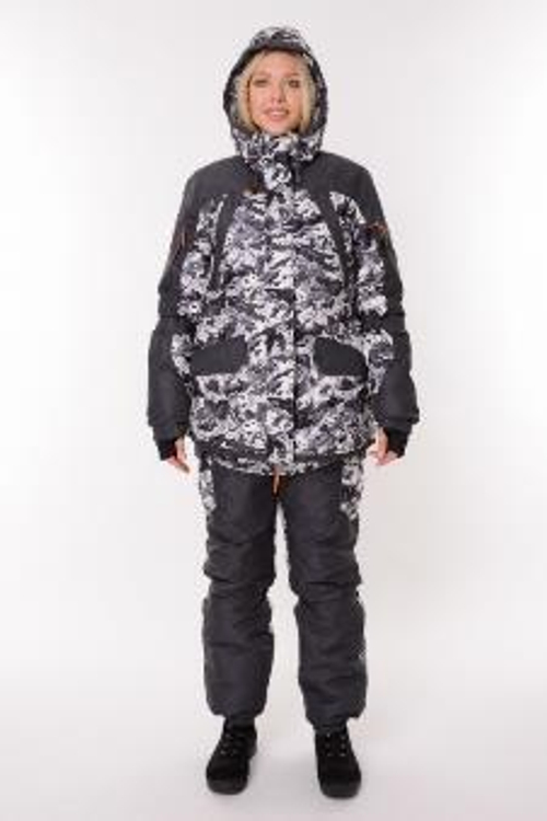 КОСТЮМ OneRus ЖЕНСКИЙ С ПОЛУКОМБИНЕЗОНОМ "ГОРНЫЙ" -45 (Алова-Таслан/Белый)