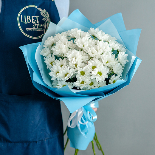 Букет из белой хризантемы размер S