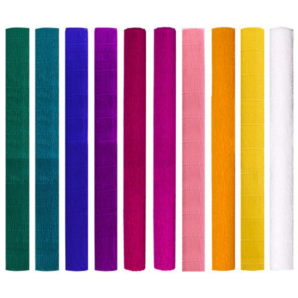 Набор гофрированной (креповой) бумаги 110 г/м2, 10 рулонов 50х250 см, интенсив, ОСТРОВ СОКРОВИЩ, 112555