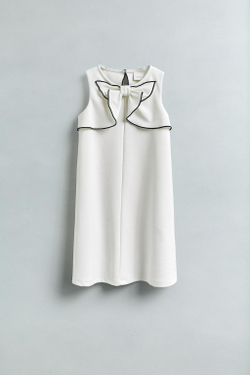 ZARA ПЛАТЬЕ С БАНТОМ, ЭКРЮ