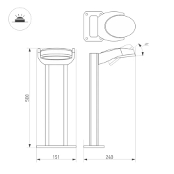 Светильник LGD-EYE-BOLL-H500-6W Warm3000 (GR, 117 deg, 230V) (Arlight, IP54 Металл, 3 года) 029982