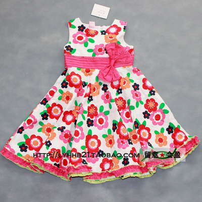 Платье детское с бантом и цветочными принтами