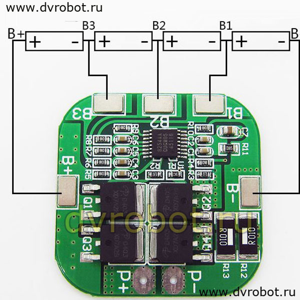 Защита HX-4S-D20 (18650) 4s-10А
