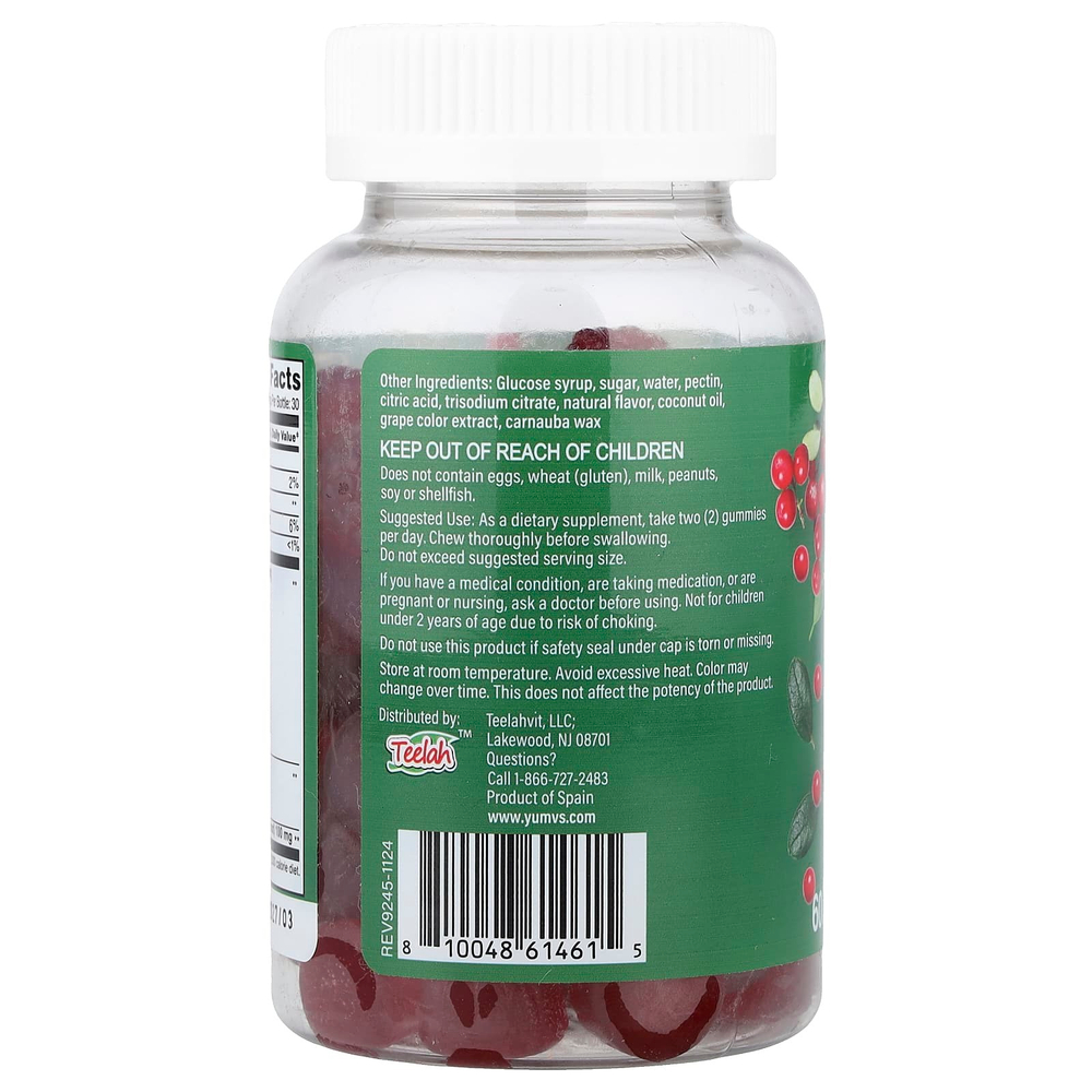 YumVs, жевательные таблетки с пробиотиком и клюквой, со вкусом ягод, 60 жевательных таблеток