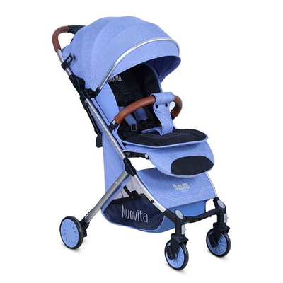 Детская прогулочная коляска Nuovita Giro Lux Denim, Argento / Джинсовый, Серебряный