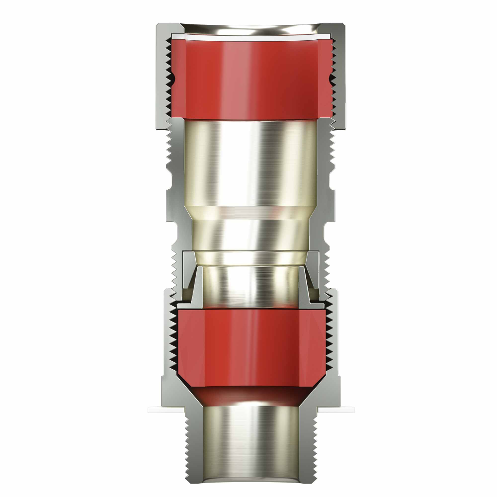 Взрывозащищенный кабельный ввод серии КА для бронированного кабеляМ40х1,5 d:24,8-31мм D:27-37мм. Никелированная латунь IP66/IP68