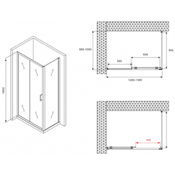 Душевой уголок Abber Schwarzer Diamant 130x100 AG30130BMH-S100BM профиль Черный стекло матовое