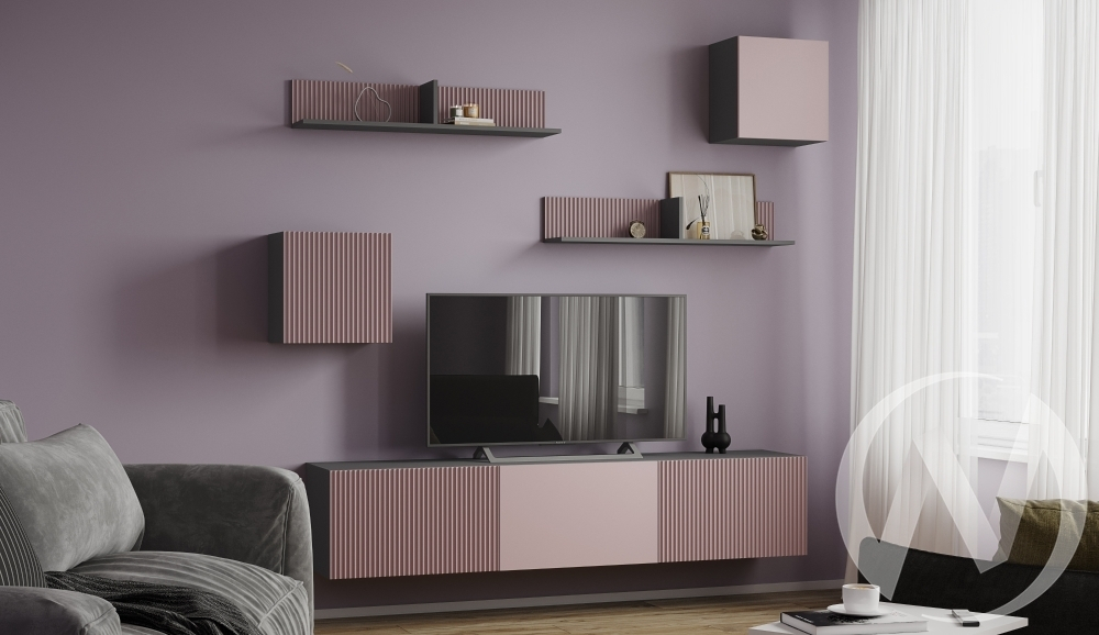 Гостиная "Сириния" (серый графит/МДФ пудра)