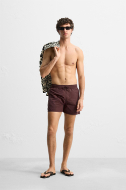 ZARA ПЛАВКИ ИЗ ВЫСОКОТЕХНОЛОГИЧНОЙ ТКАНИ, ГРАНАТОВЫЙ