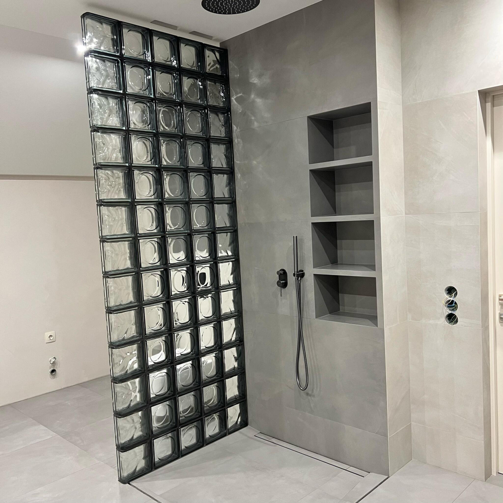 Стеклоблок бесцветный альфа черный бриллиант Vitrablok 19х19х8