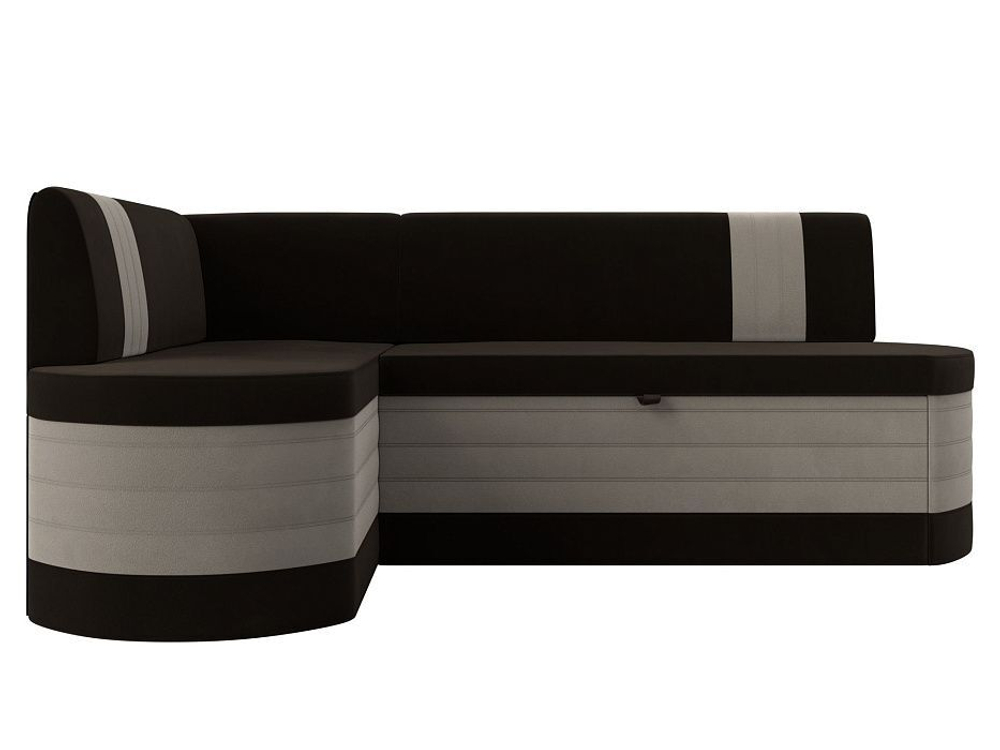 Диван кухонный угловой Токио левый угол, Коричневый\Бежевый, Микровельвет, 28652L