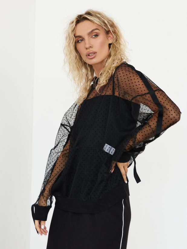 Худи-сетка ГОРОХ , черный