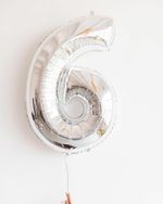 FM Шар 40" / 102 см Цифра 6 / 9 Серебро (БГ-60)