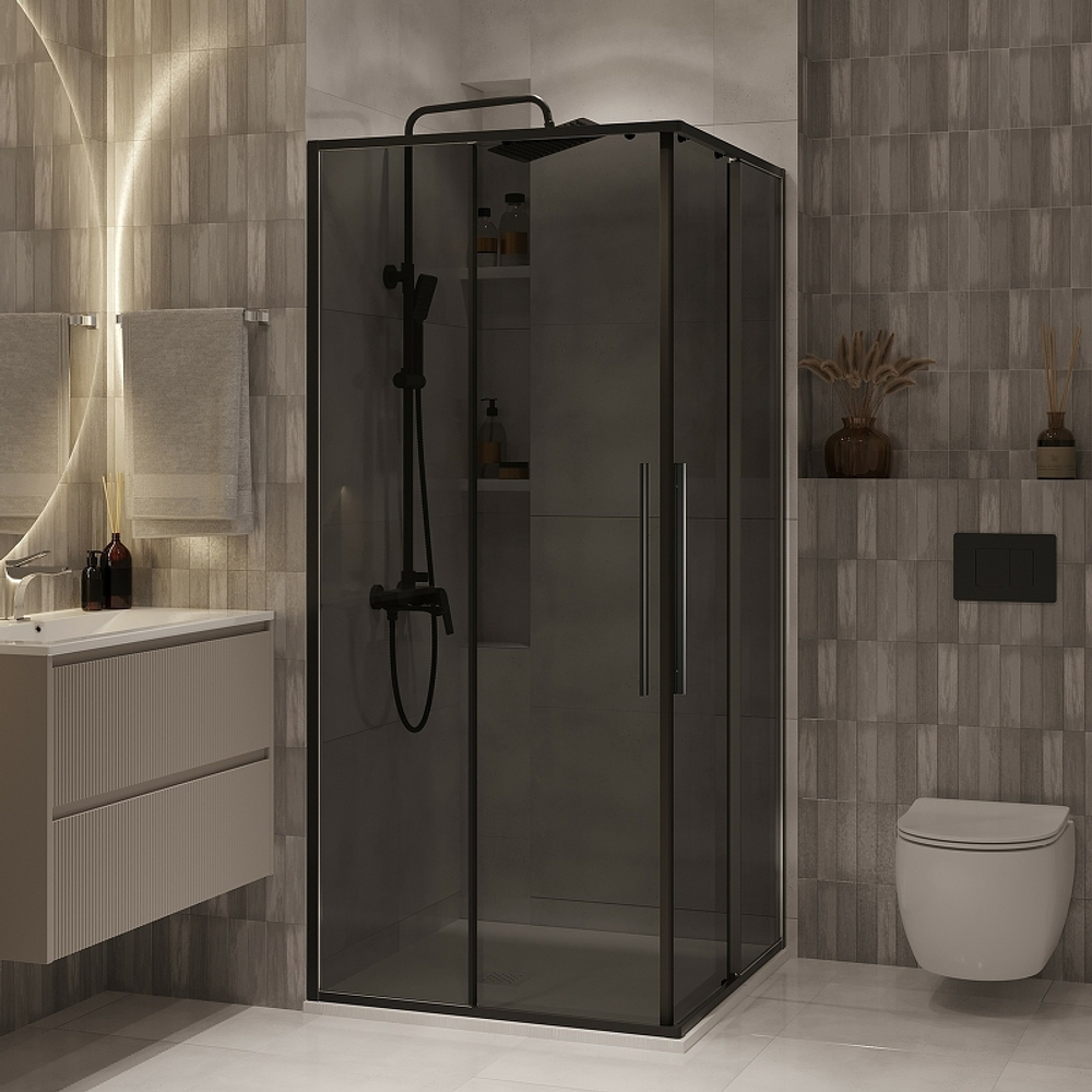 Душевой уголок Niagara Nova 80х80 NG-2822-34BLACK профиль Черный матовый стекло тонированное