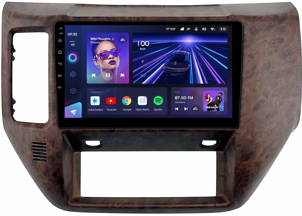 Магнитола для Nissan Patrol Y61 2004-2010 (рамка дерево) - Teyes CC3 монитор 9" QLED на Android 10, ТОП процессор, 4Гб+32Гб, CarPlay, 4G SIM-слот