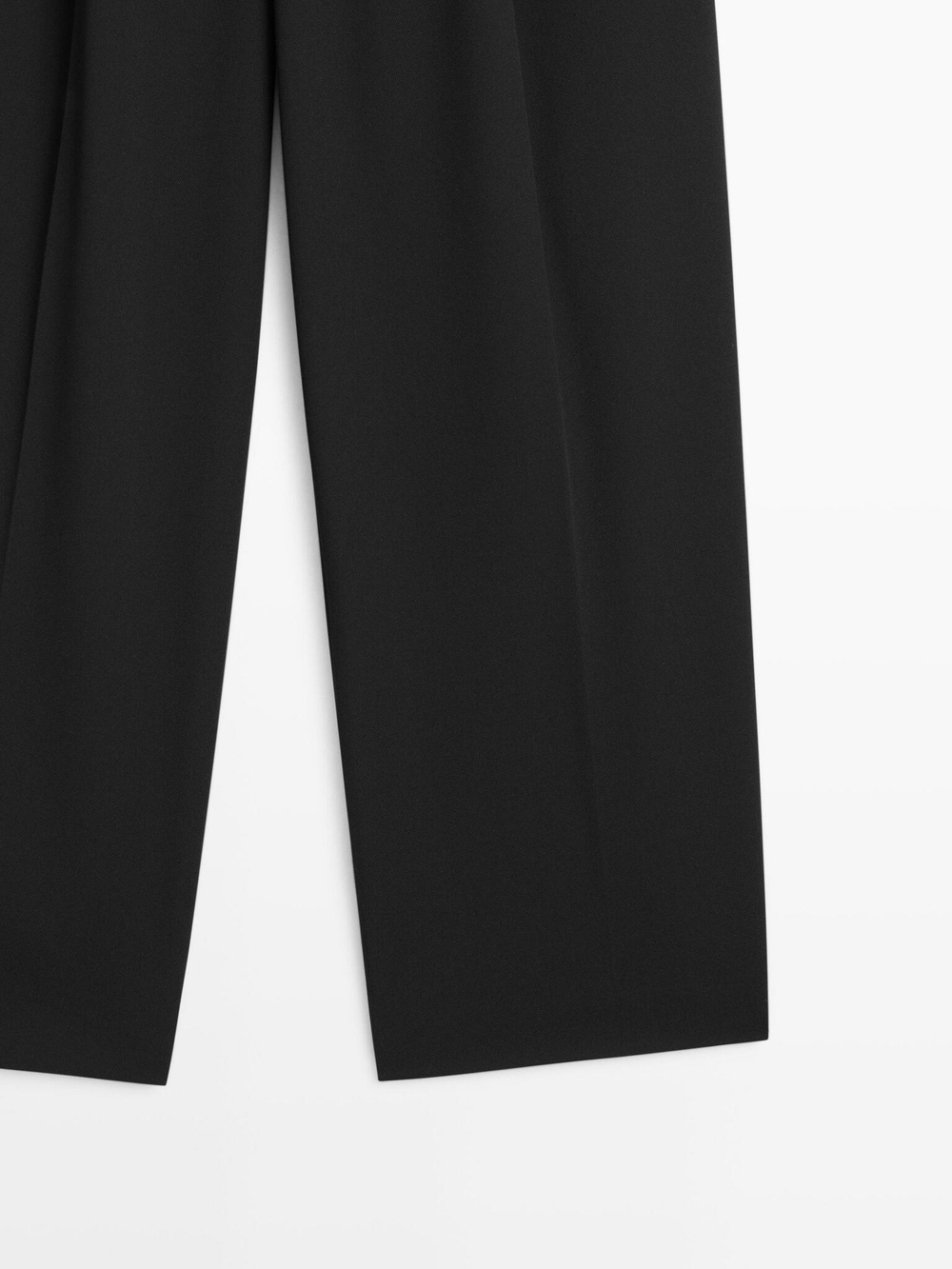 Massimo Dutti Брюки с широкими штанинами и защипами, черный