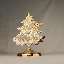 Елка сувенирная "С Новым годом!" с фианитами (Златоустовская гравюра)