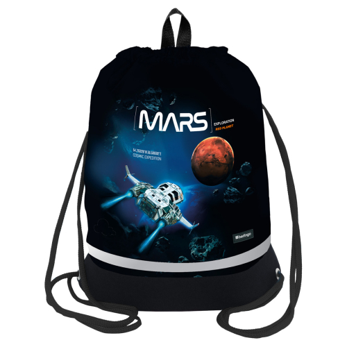 Мешок для обуви 1 отделение "Space world", 400*480мм, расширяющееся дно, светоотражающая лента, карман на молнии, Berlingo