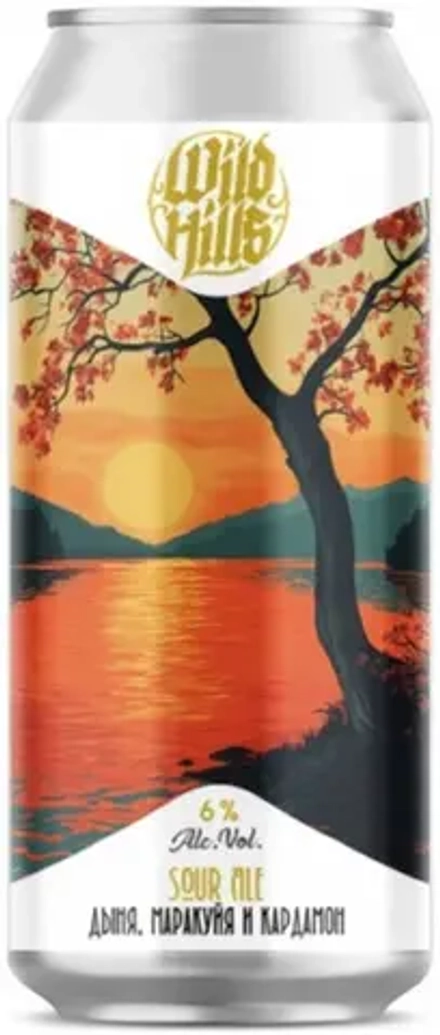 Пиво Уайлд Хиллс Дыня, маракуйя, кардамон / Wild Hills Melon, Passion Fruit, Cardamom 0.45 - банка