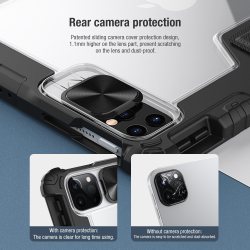 Чехол книжка серого цвета от Nillkin для iPad Air 11 2024-, 10.9 с 2020-, Air 4, Air 5, Pro 11 2020-, серия Bumper Pro, с защитной шторкой для камеры