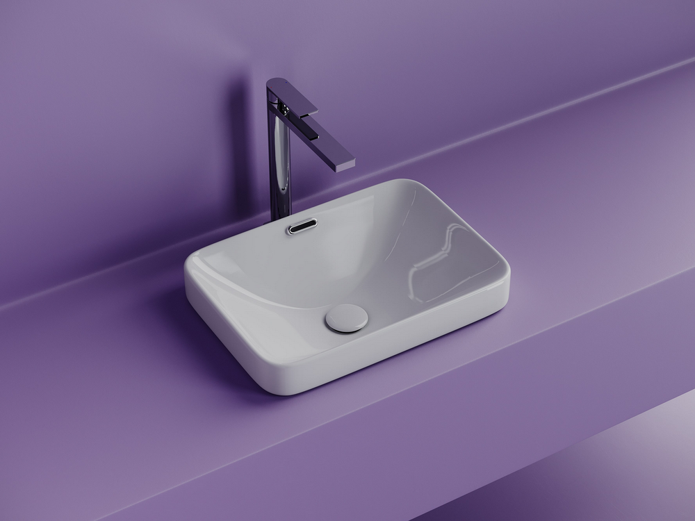 Раковина встраиваемая сверху CERAMICANOVA Element с отверстием слива - перелива прямоугольной формы 460x330x170 мм цвет белый арт. CN6078