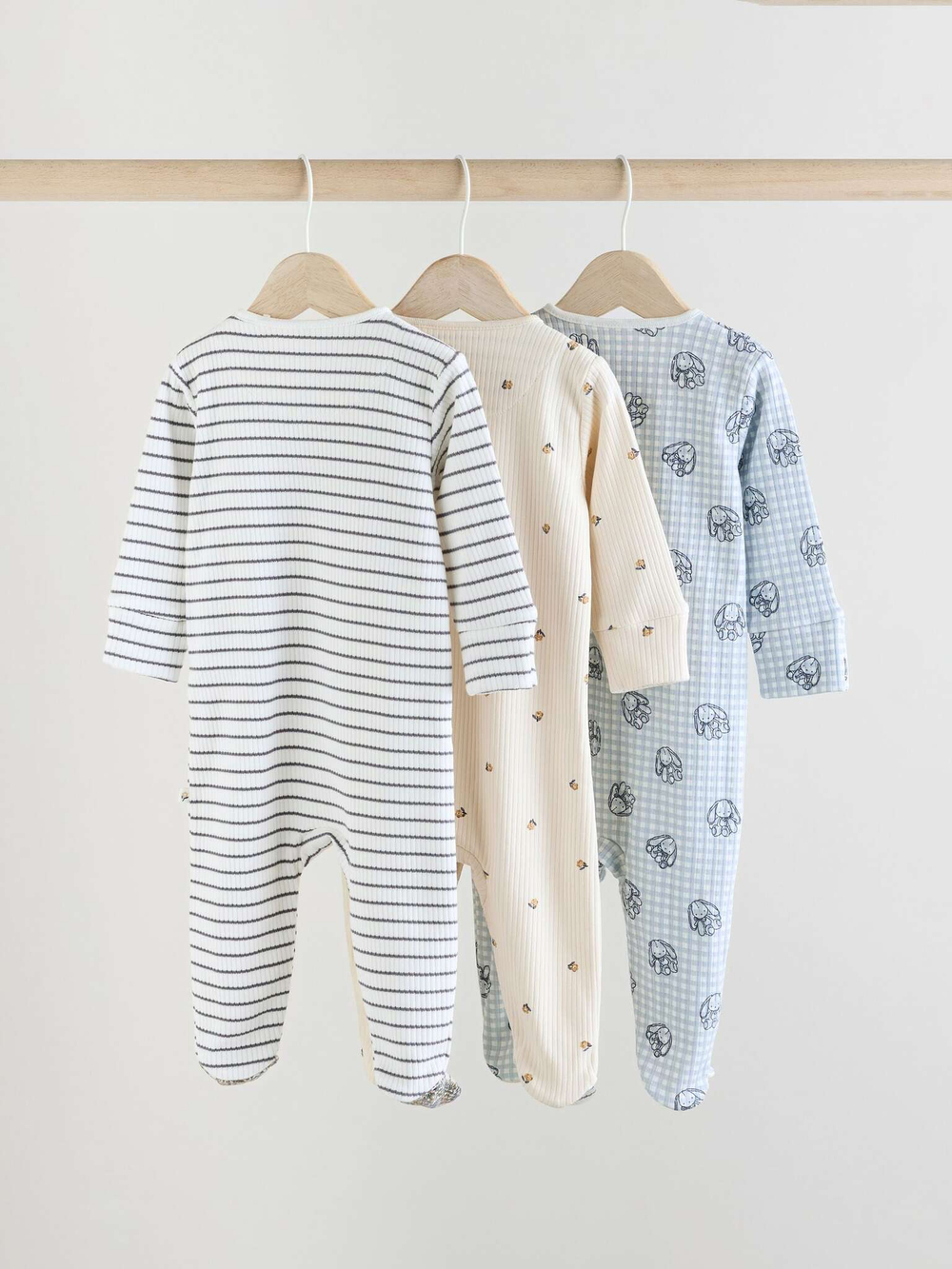 Комбинезон / Cлип для малышей Next E18-368, 3 шт., Белый, Бежевый, Голубой