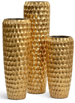 Кашпо TREEZ Effectory - Metal - Высокий конус Design Cells - Сусальное золото