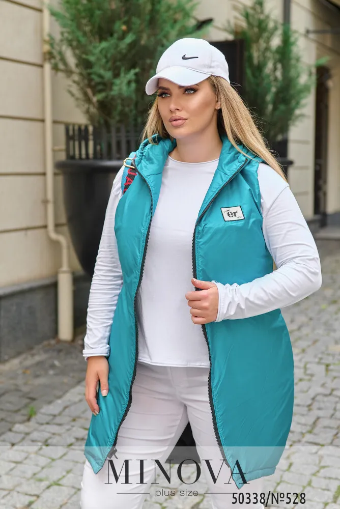 Жилет 528-черный-бирюзовый Minova