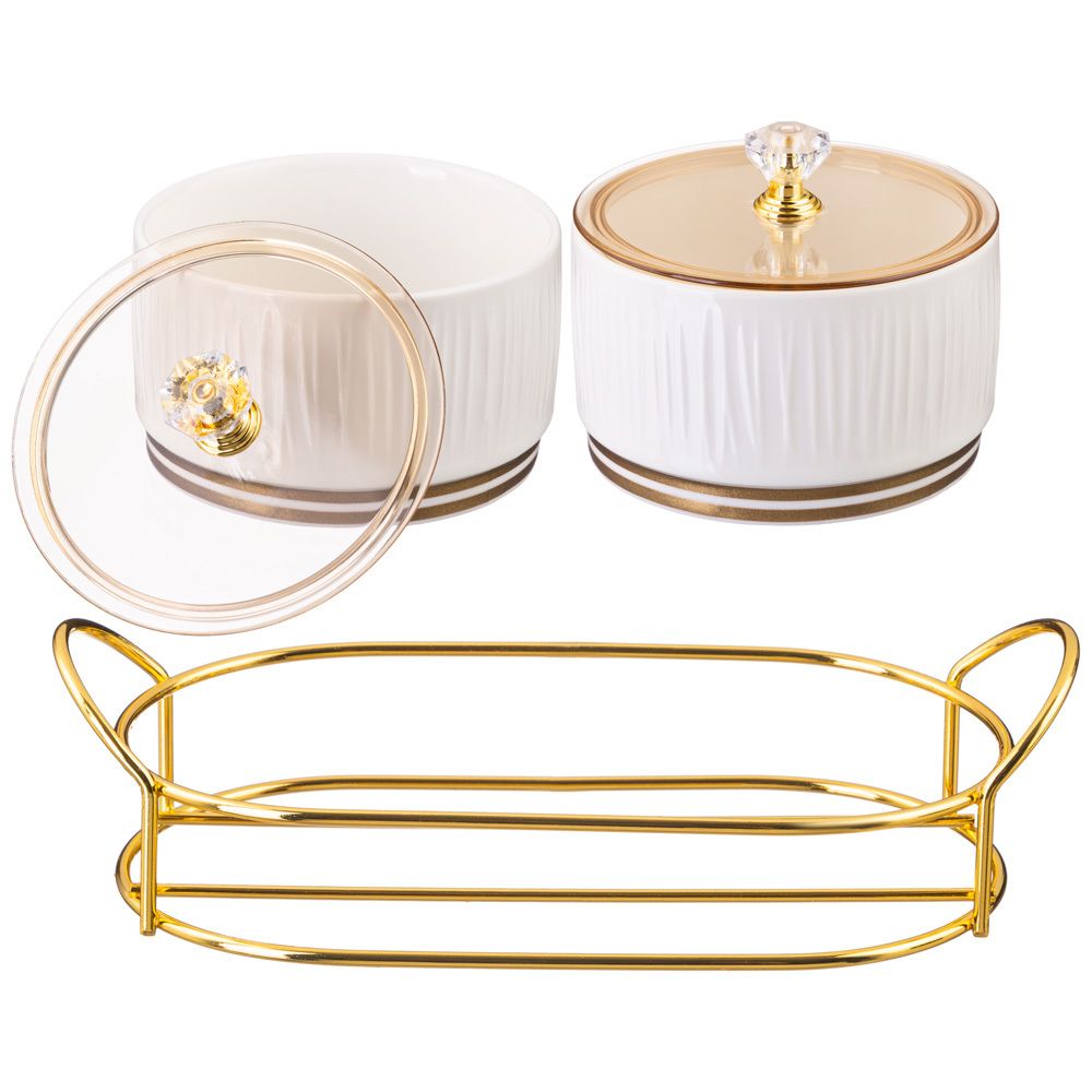 НАБОР БАНОК LEFARD "HERBAL" С ПЛАСТИК. КРЫШКОЙ 2 ШТ. 230 МЛ НА МЕТАЛЛ. ПОДСТАВКЕ (КОР=24НАБ.)