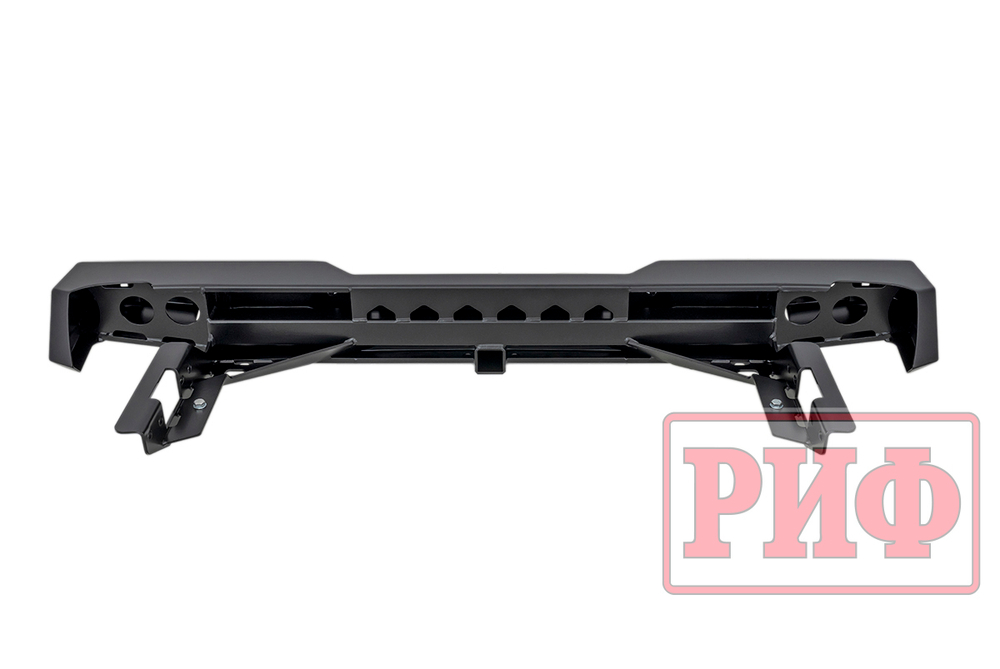 Бампер силовой задний Toyota Hilux 2005-2014 с квадратом под фаркоп и фонарями РИФ