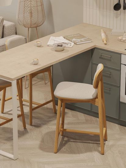 Стул полубарный saga, рогожка, бежевый