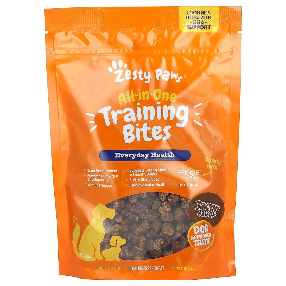 Zesty Paws, All-In-One Training Bites, комплекс для тренировок, для собак всех возрастов, со вкусом бекона, 340 г (12 унций)