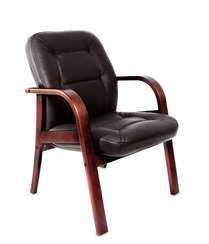Кресло для посетителей Victoria D коричневая кожа