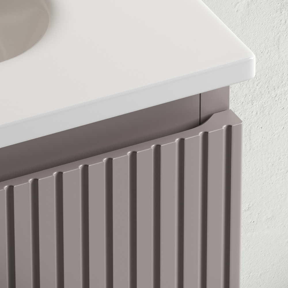 Тумба подвесная Sancos Snob T 790х445х500, c двумя ящиками оснащенными доводчиками, без отверстия под смеситель, Doha Soft, цвет Kreman