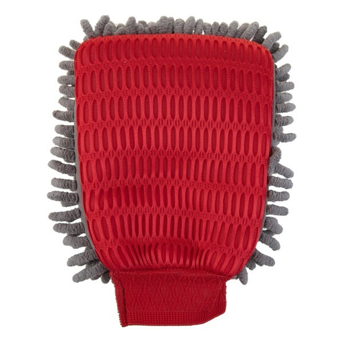 Варежка-шиншилла ворс серый 26*16 см с сеткой скрапер (SKYWAY)