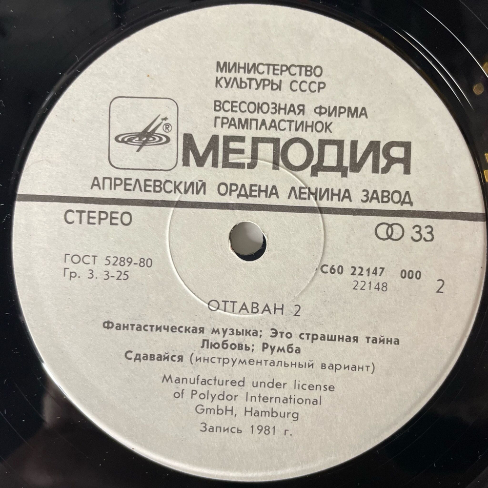Винтажная виниловая пластинка LP Ottawan 2 (СССР 1985) Hands Up
