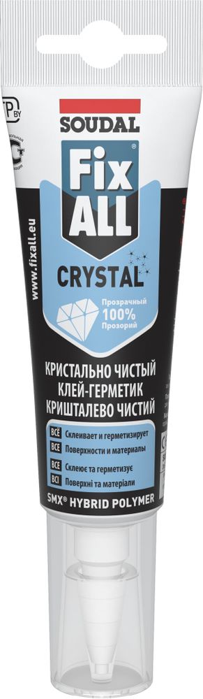 Клей-герметик Soudal FIX ALL Crystal прозрачный универс.+ влажн.поверхн.125мл тюбик 134138
