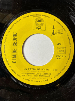 Винтажная виниловая пластинка LP Claude Cedric Deja Le Vent Seche Tes Pleurs (France 1974)